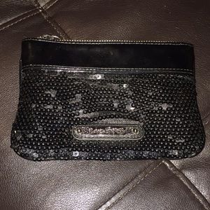 EXPRESS Black Sequin Wristlet Clutch